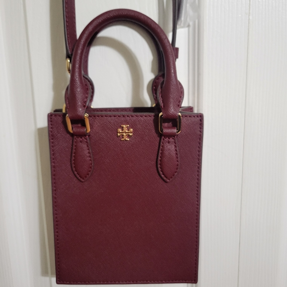 NWT Tory Burch Burgundy Leather Crossbody Bag